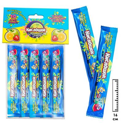 Кислая жевательная конфета Кислошок - фруктовая дорожка 10 со вкусом тутти-фрутти (Россия) 120г